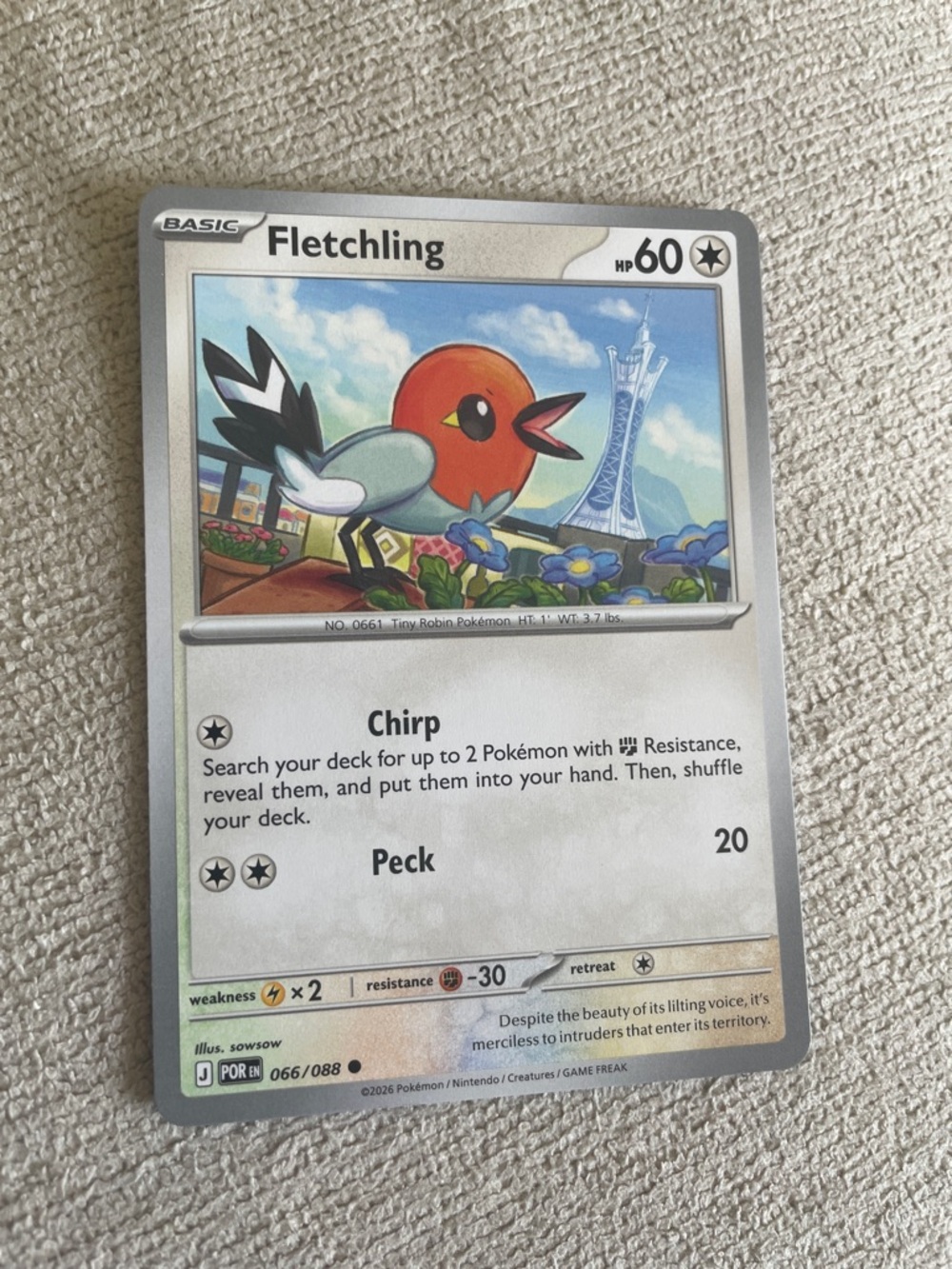 Fletchling Pokémon Trading Card